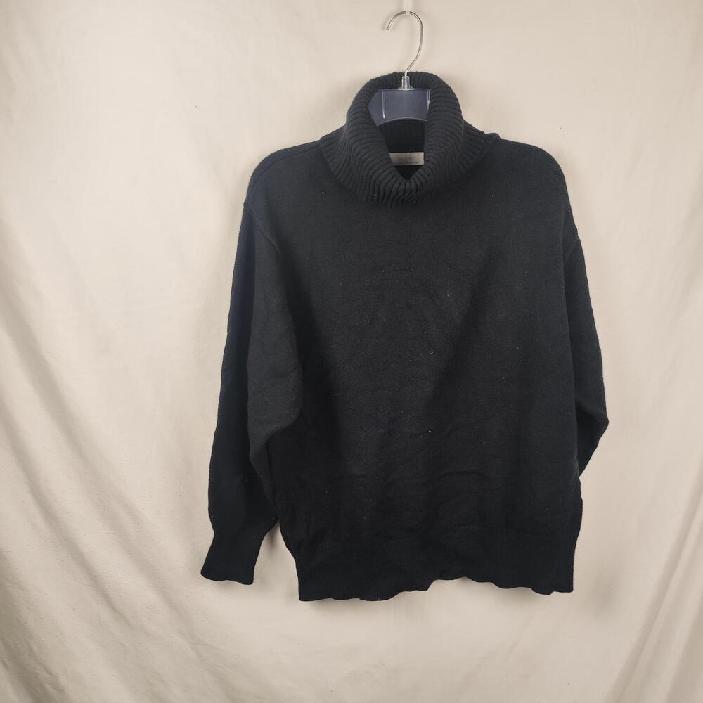 OAK + FORT Sweater Womens Small Black Turtleneck Knit Pullover Relaxed Cozy